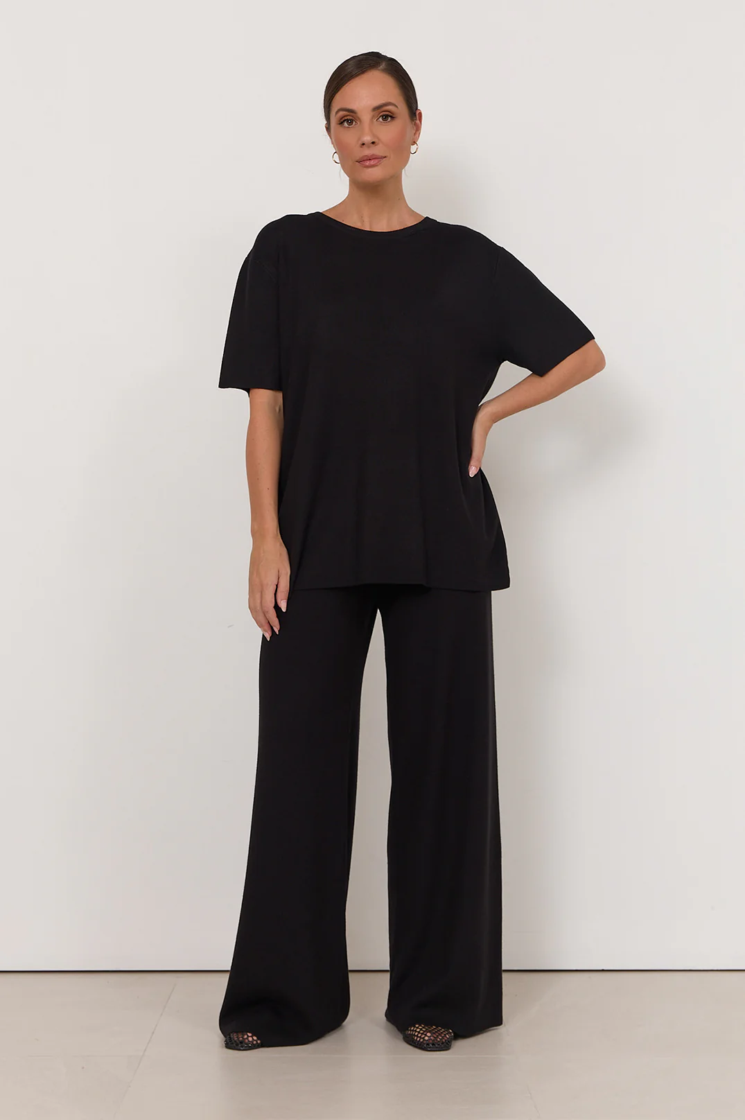 Rochelle Long Line Knit Top (Black) - Image 3