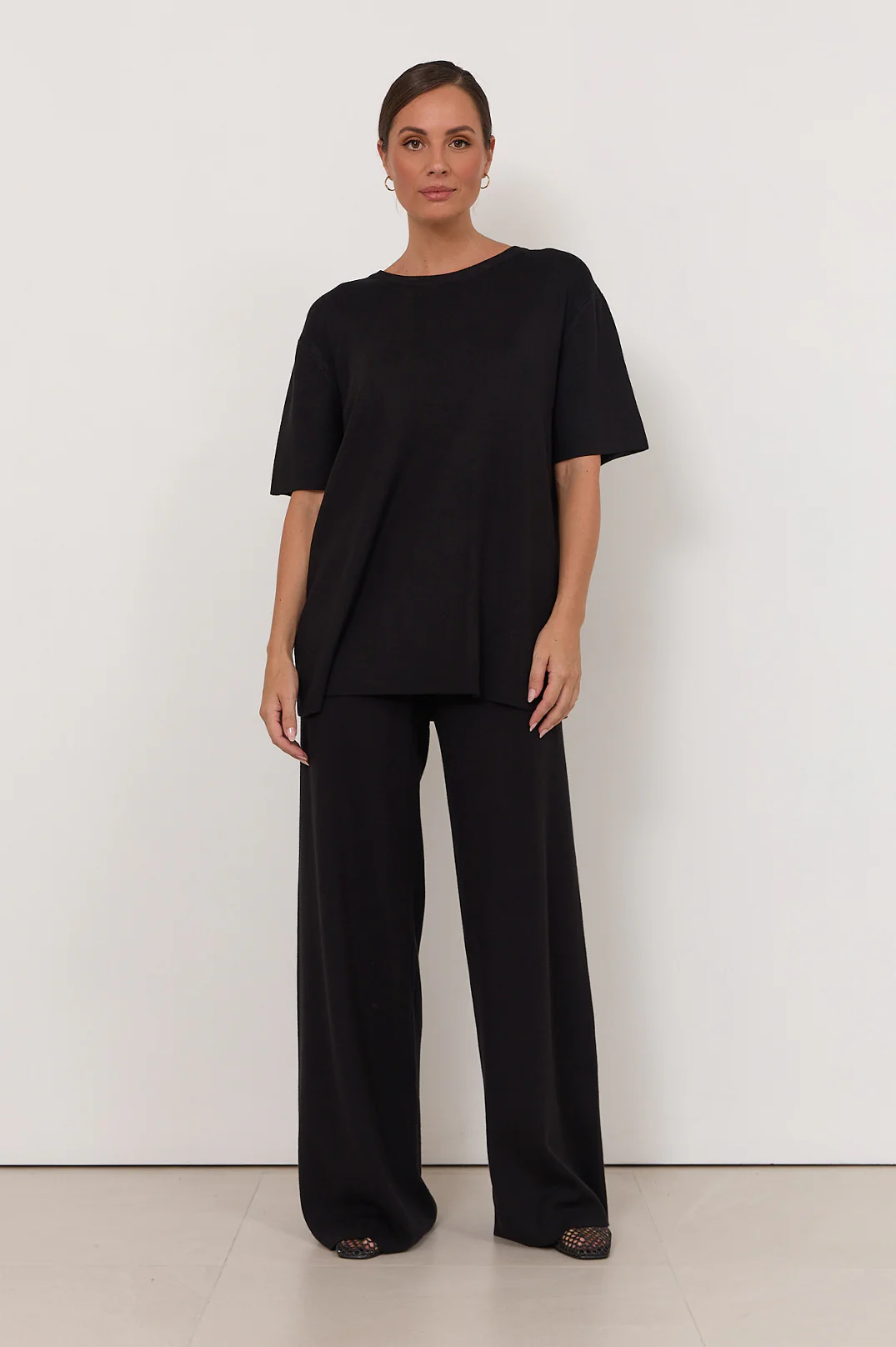Rochelle Long Line Knit Top (Black) - Image 4