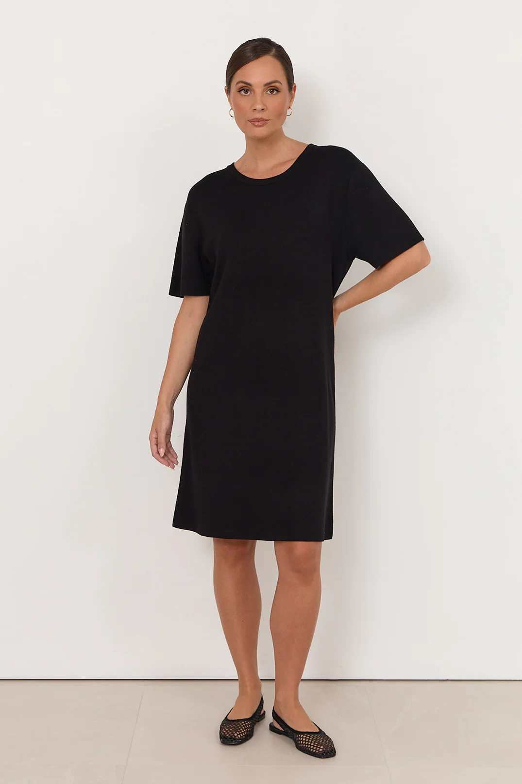Rochelle Short Knit Dress (Black) - Image 3