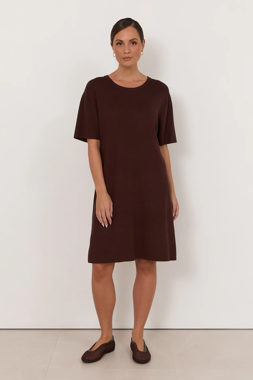 Rochelle Short Knit Dress (Chocolate) - Image 3