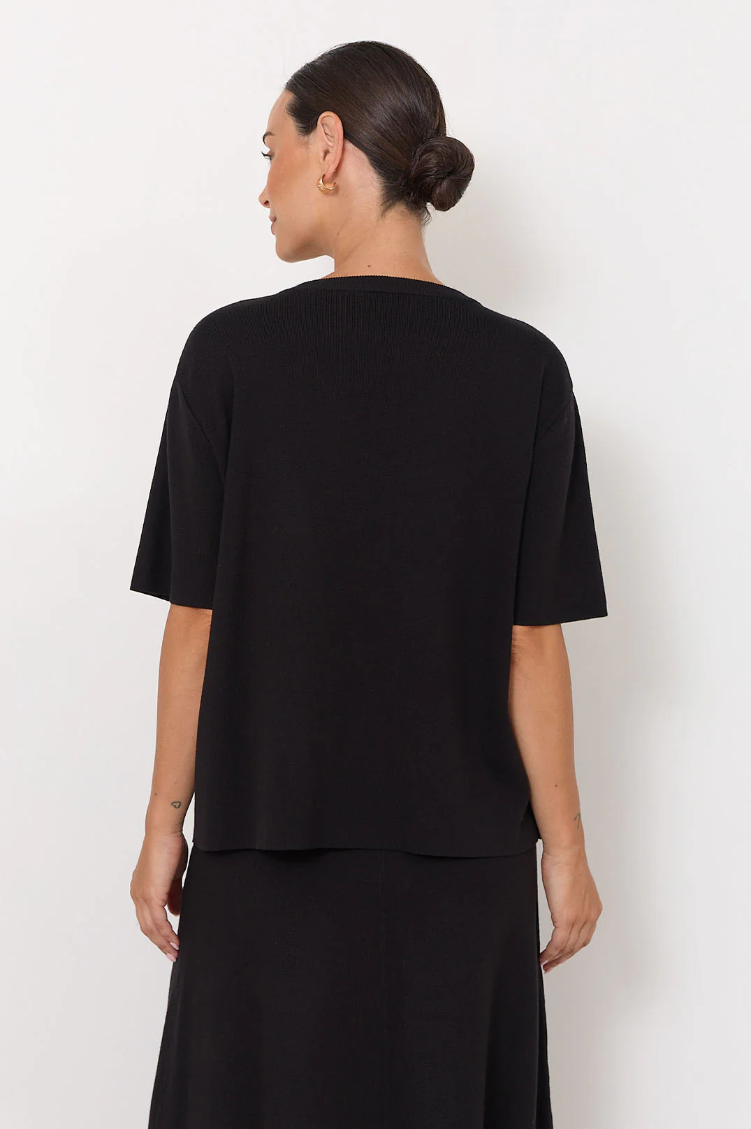 Rochelle Short Sleeve Knit Top (Black) - Image 3