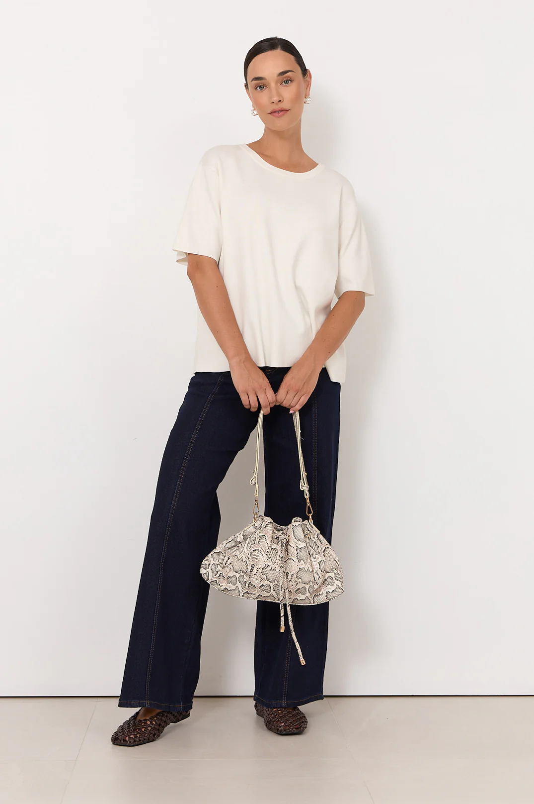 Rochelle Short Sleeve Knit Top (White) - Image 3