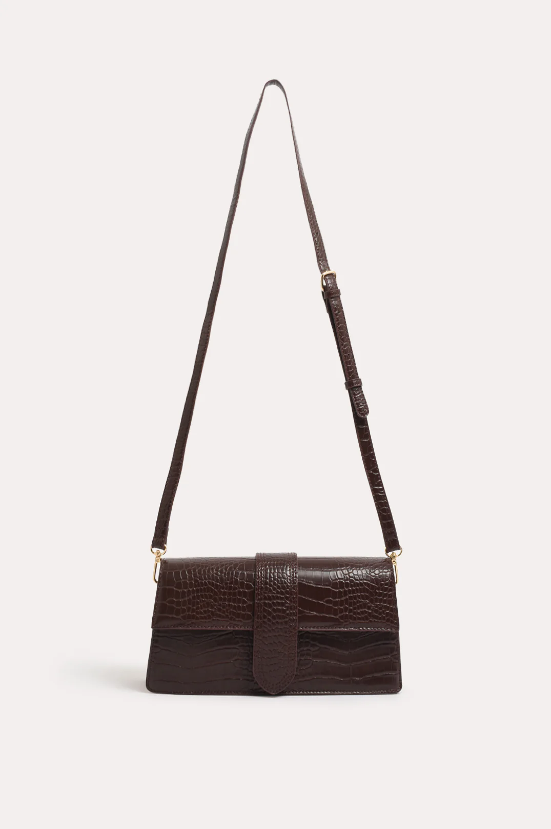 Rommy Croc Foldover Handbag (Wine) - Image 3