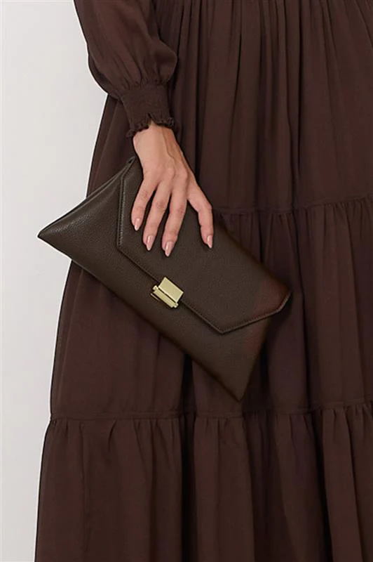 Rona Clasp Front Clutch (Chocolate) - Image 2