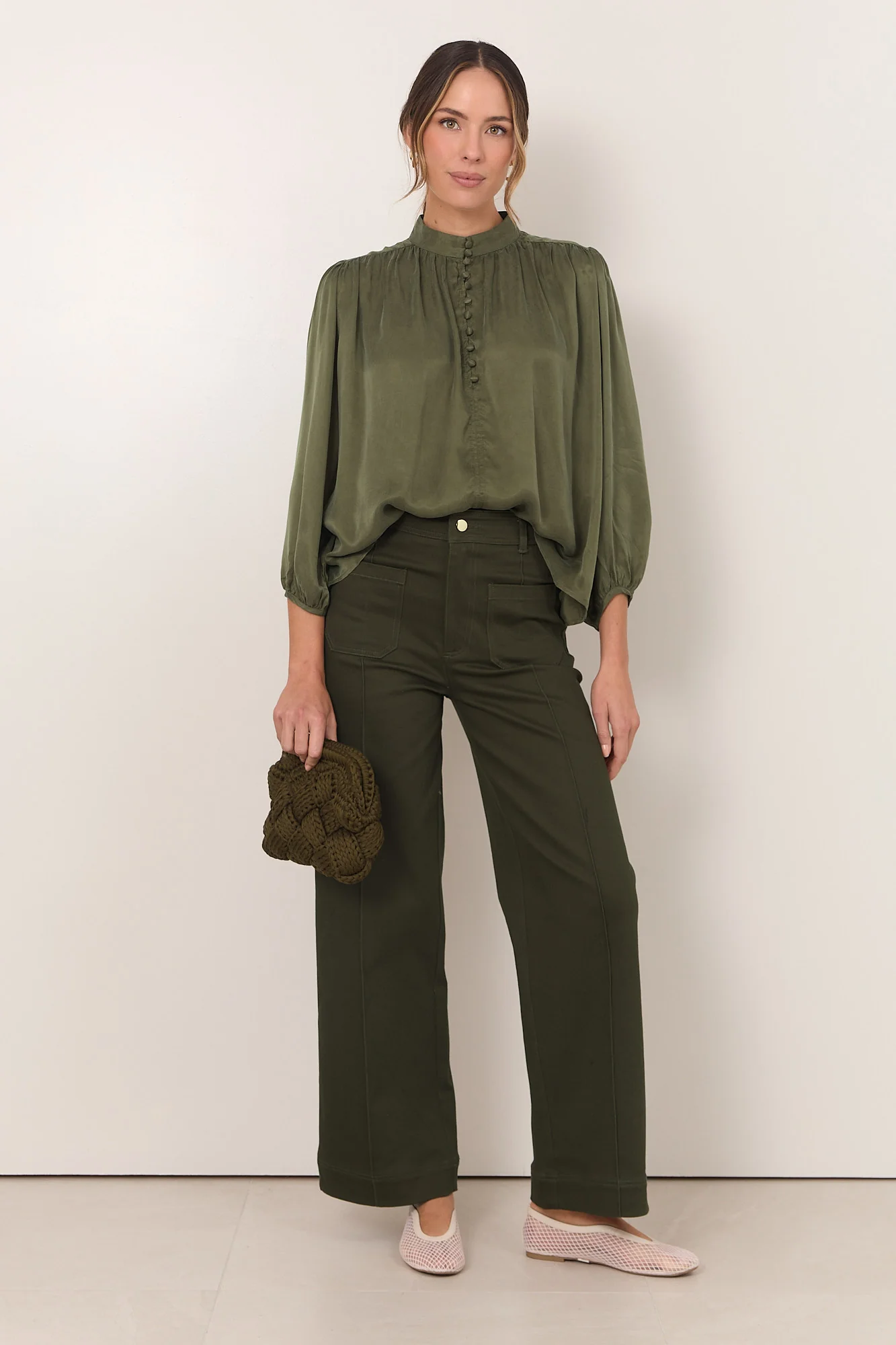 Rosalie Patch Pocket Denim Pant (Khaki)
