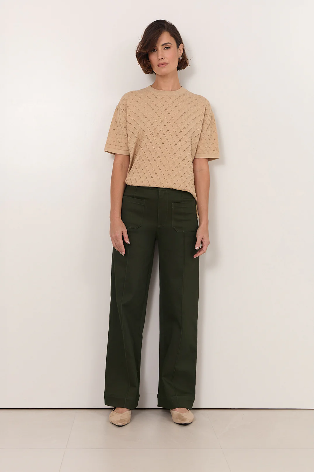 Rosalie Patch Pocket Denim Pant (Khaki) - Image 3