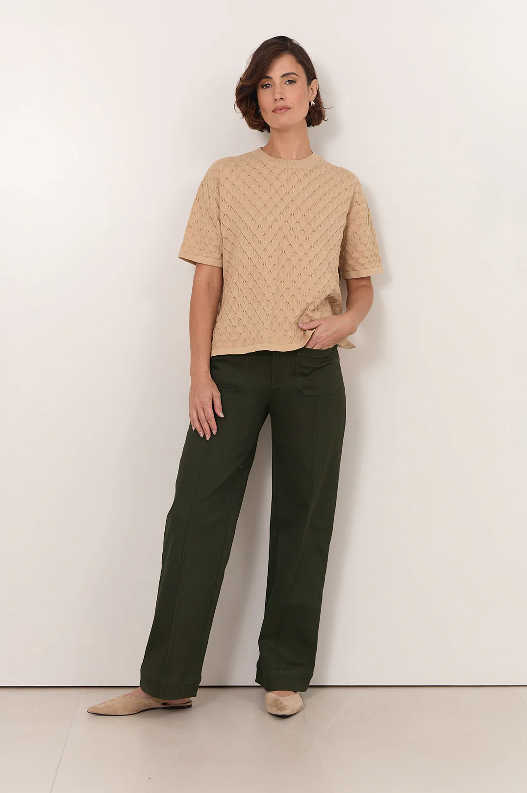 Rosalie Patch Pocket Denim Pant (Khaki) - Image 5