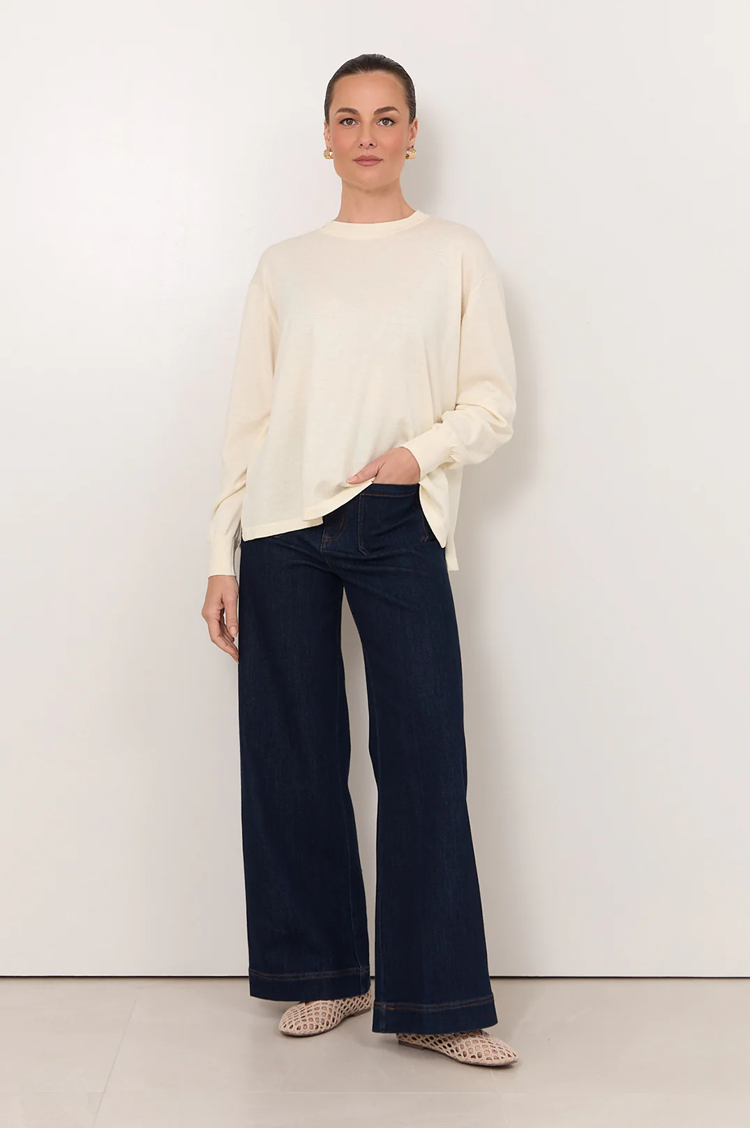 Rowan Cotton Cashmere Long Sleeve Knit (Cream) - Image 4