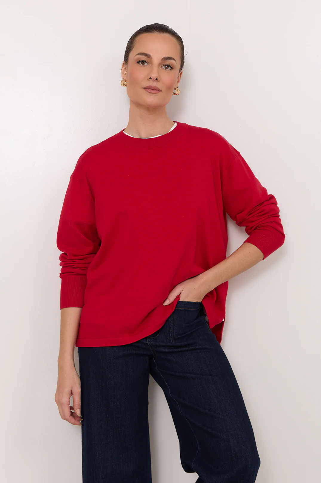 Rowan Cotton Cashmere Long Sleeve Knit (Red) - Image 3