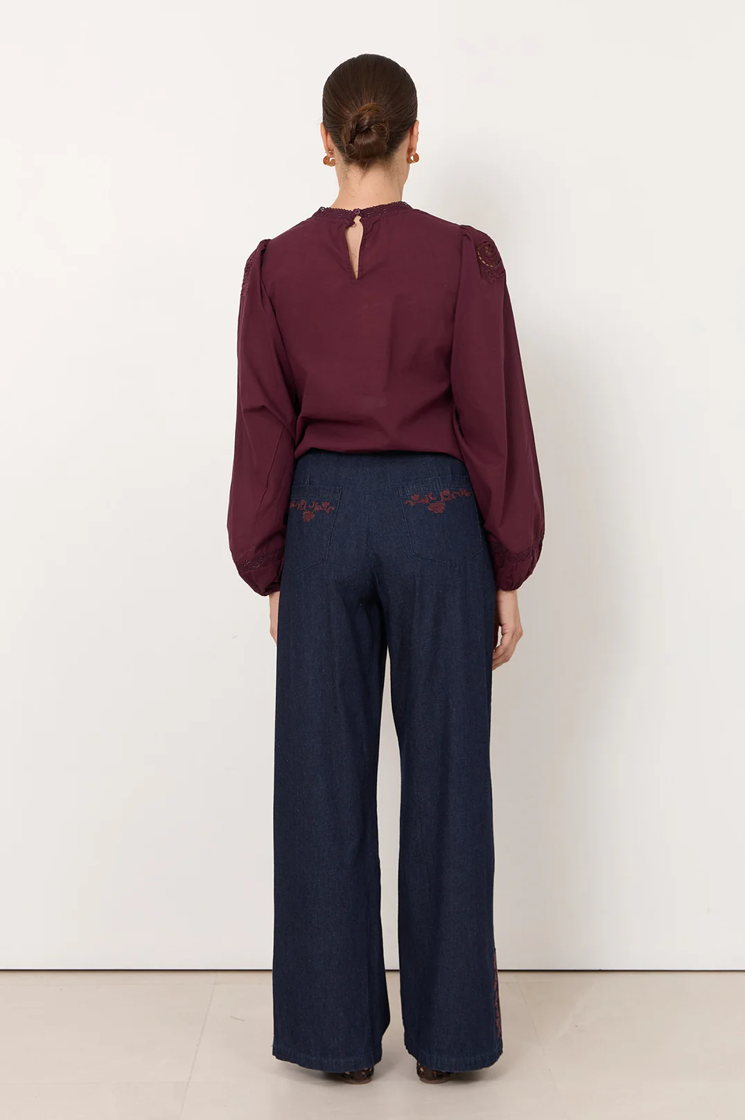 Sabina Lightweight Denim Embroidered Pant (Denim) - Image 4