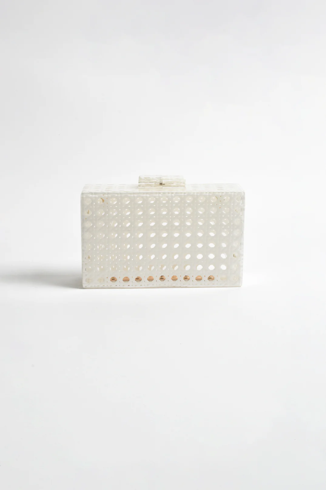 Sadie Picnic Weave Clear Structured Clutch (White/Clear) - Image 3