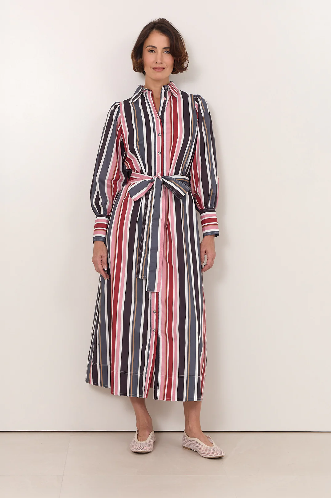 Sarafina Stripe Maxi Shirt Dress (Stripe)