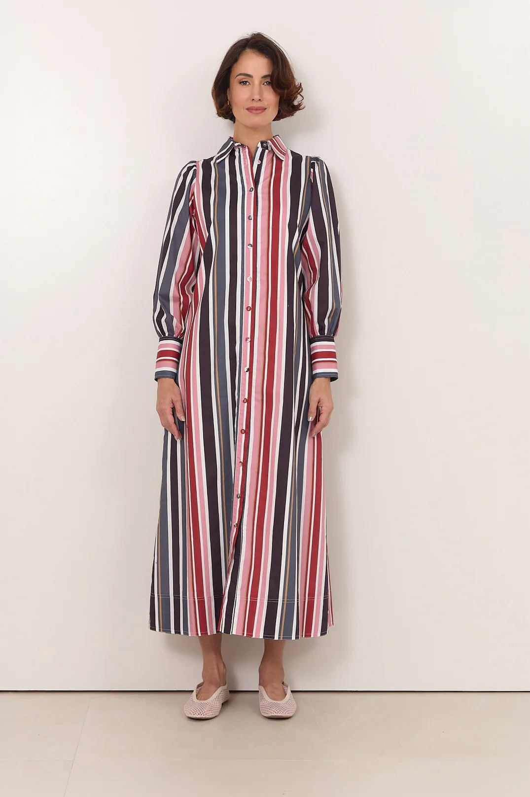 Sarafina Stripe Maxi Shirt Dress (Stripe) - Image 2