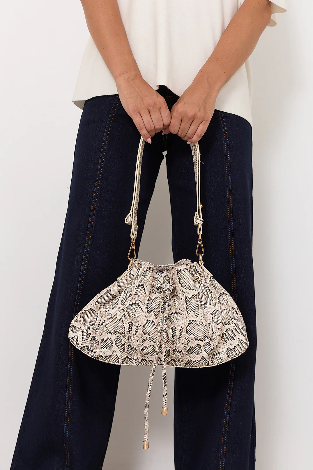 Scout Gathered Snake Handbag (Grey) - Image 4