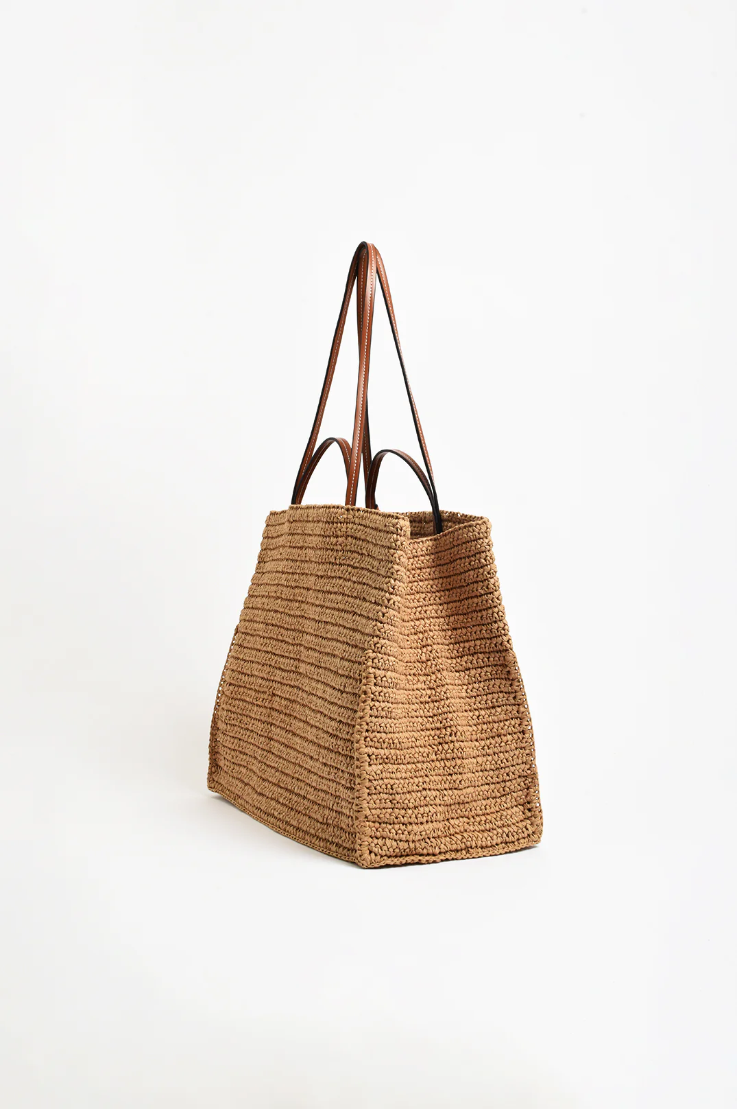 Semi Structured Woven Tote (Camel/Tan) - Image 3