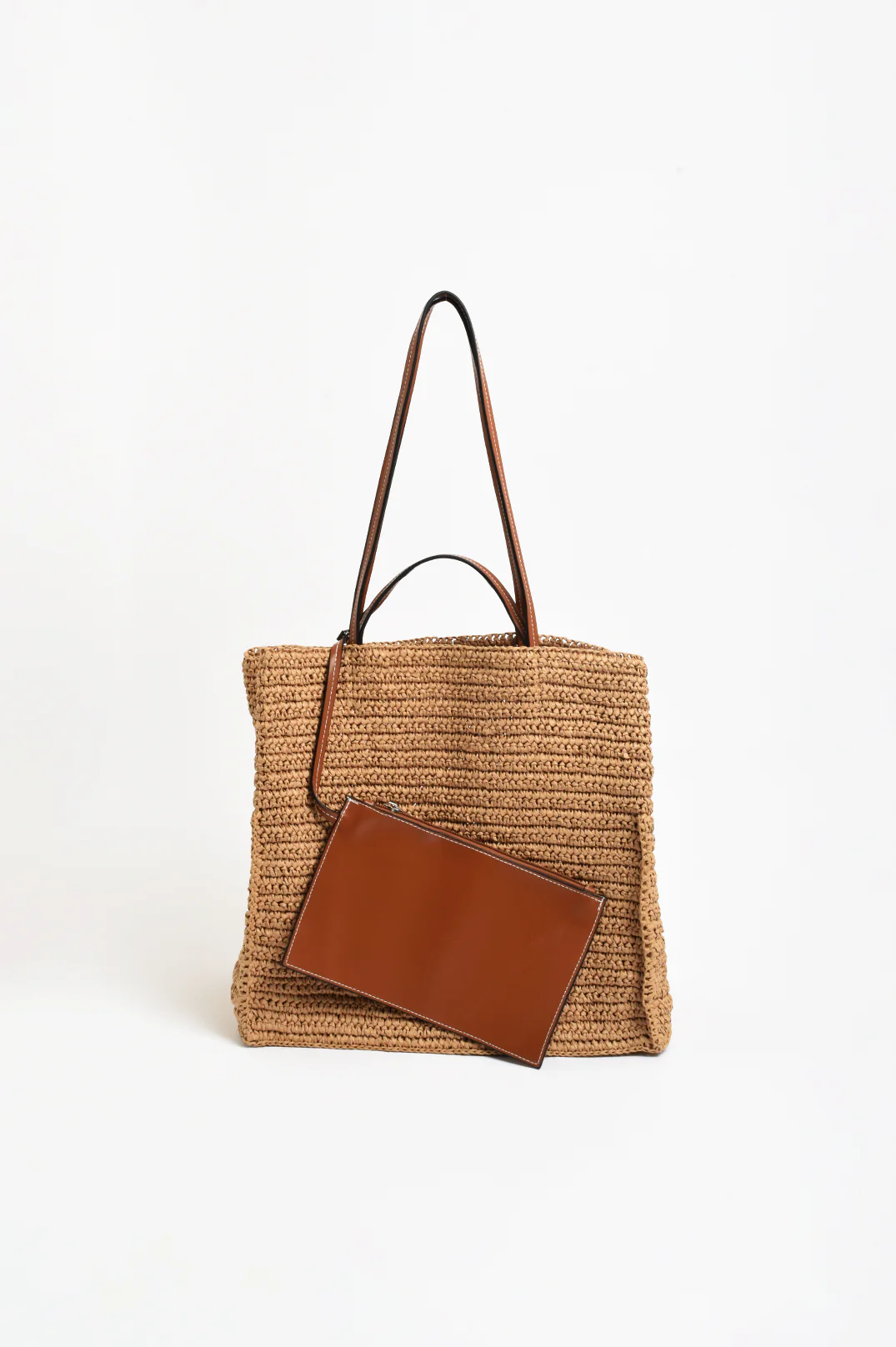 Semi Structured Woven Tote (Camel/Tan) - Image 4