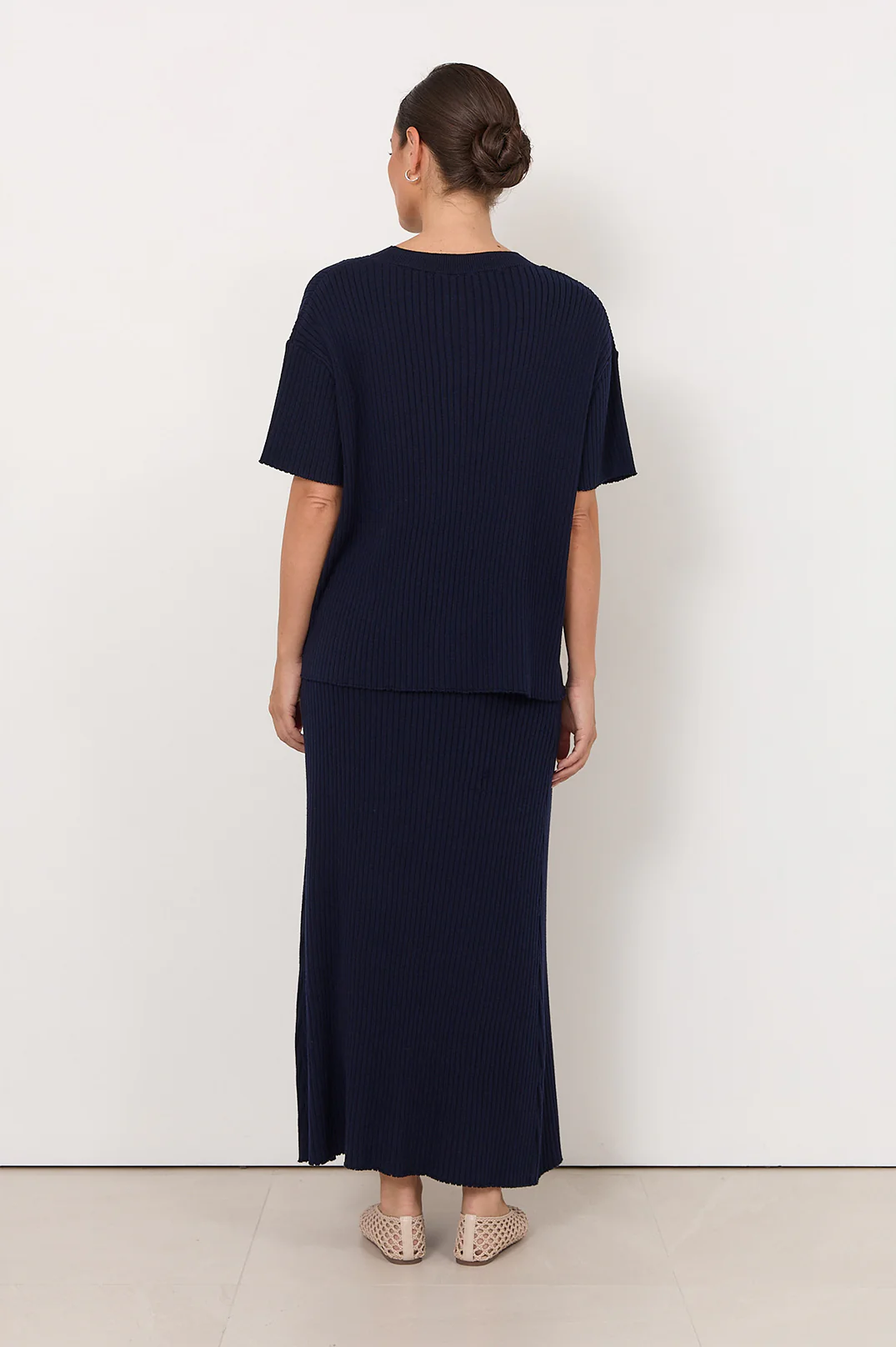 Shani Rib Knit Short Sleeve Top (Navy) - Image 4