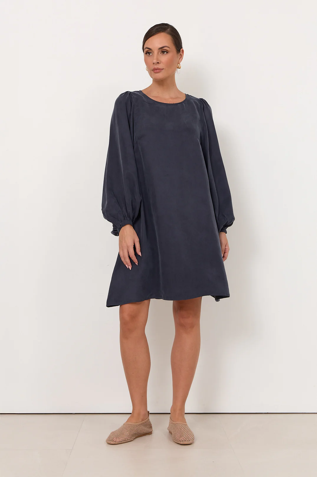 Sorrel Cupro Short Dress (Navy) - Image 3