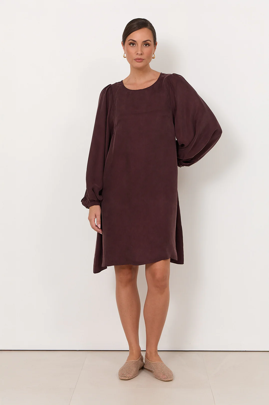 Sorrel Cupro Short Dress (Plum) - Image 3