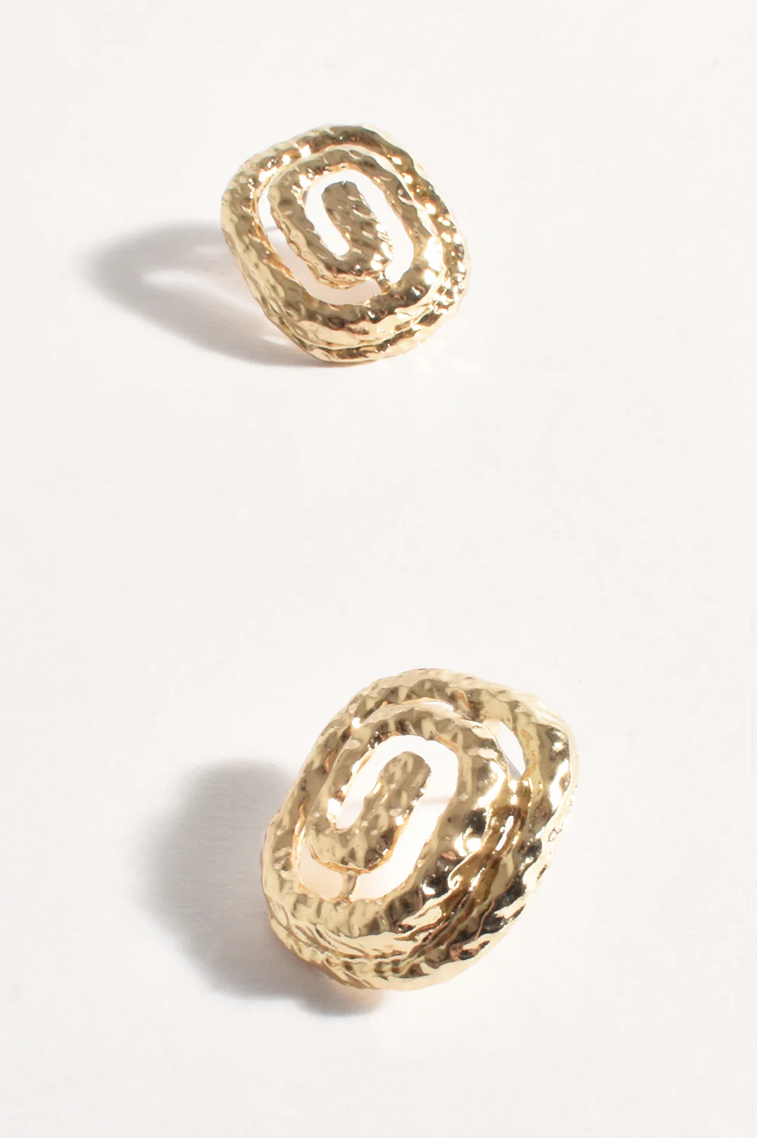 Spiral Textured Stud Earrings (Gold) - Image 2