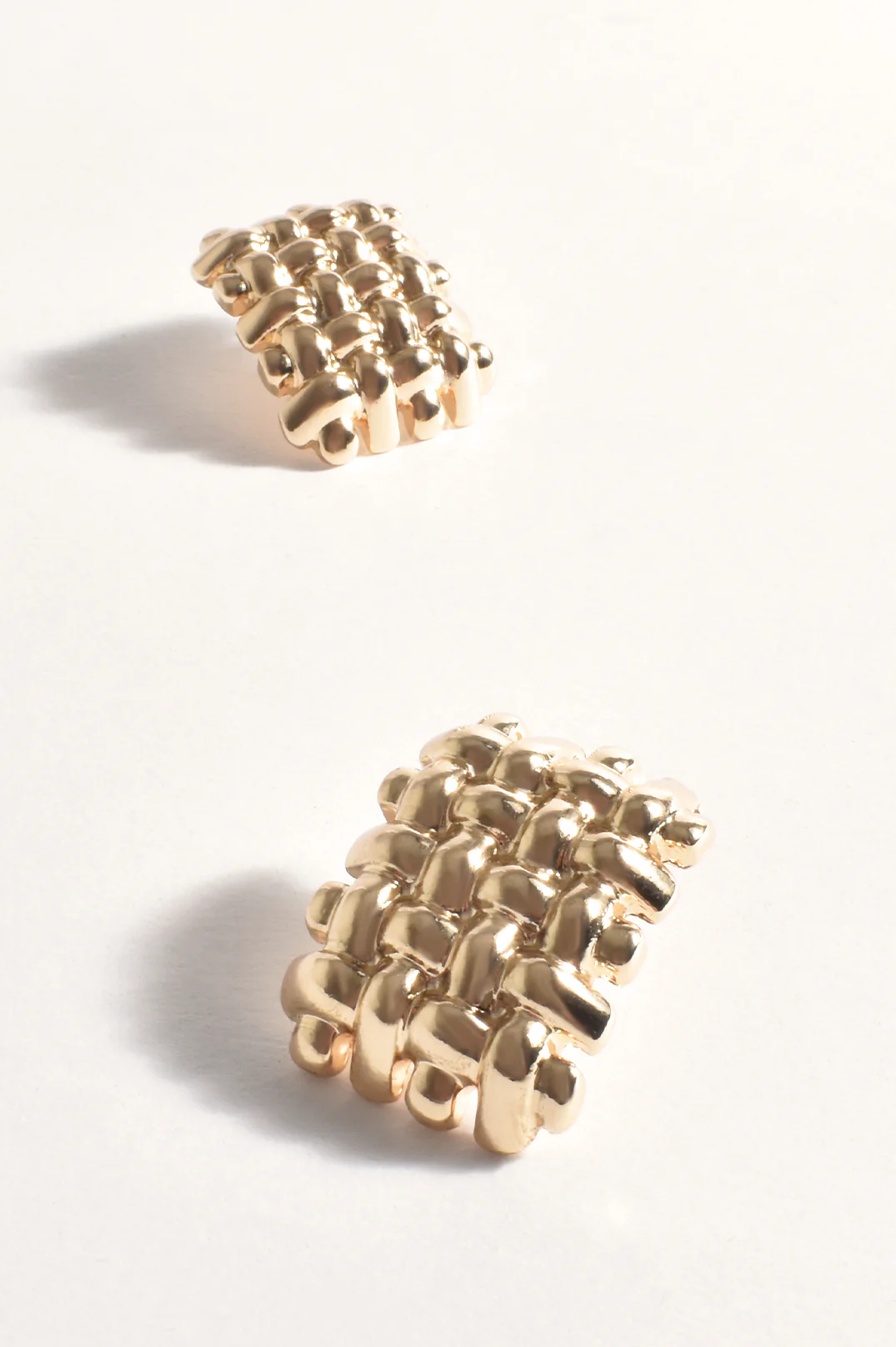 Square Braid Stud Earrings (Gold)