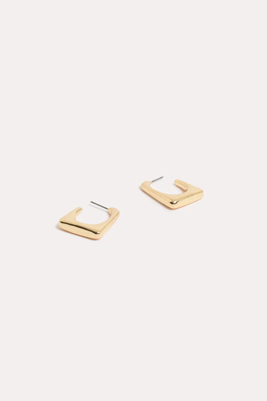Square Edge Mini Metal Hoops (Gold) - Image 3