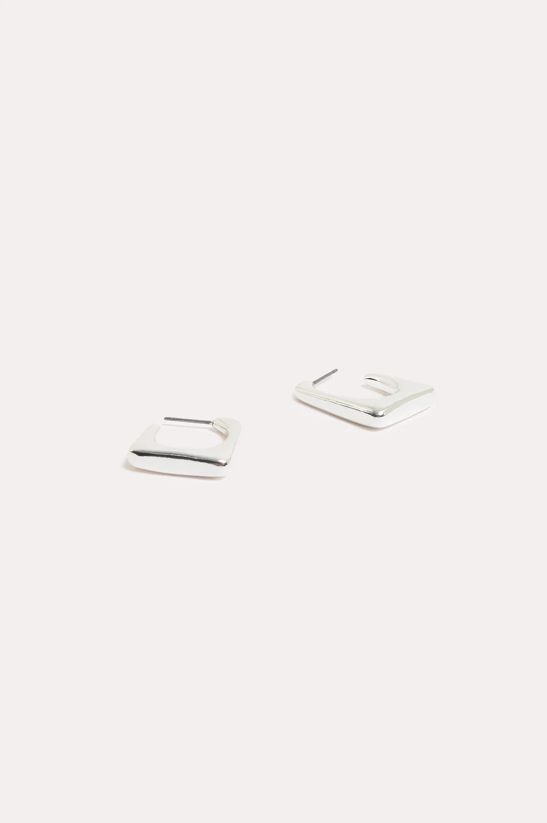 Square Edge Mini Metal Hoops (Silver) - Image 3