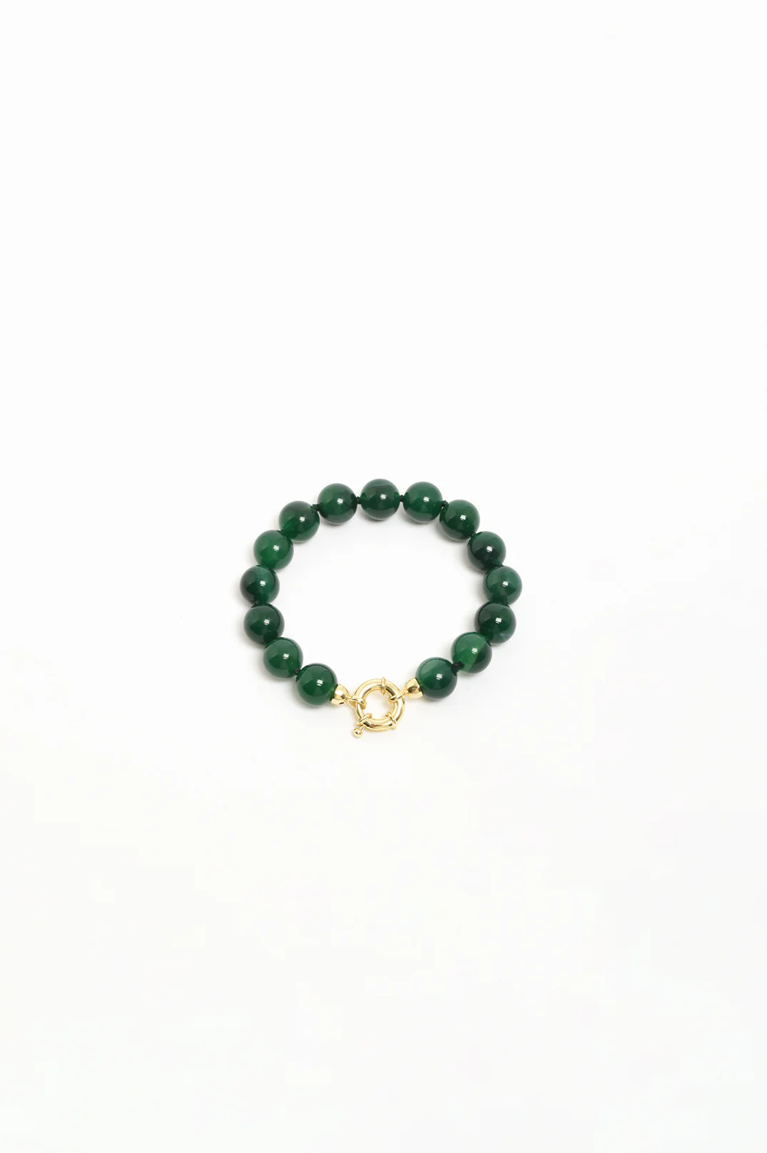 Stone Ball Bead Bracelet (Green/Gold)