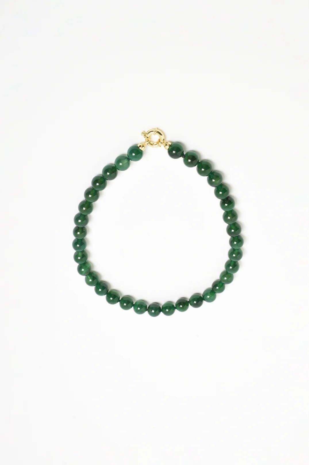 Stone Ball Bead Necklace (Green/Gold)