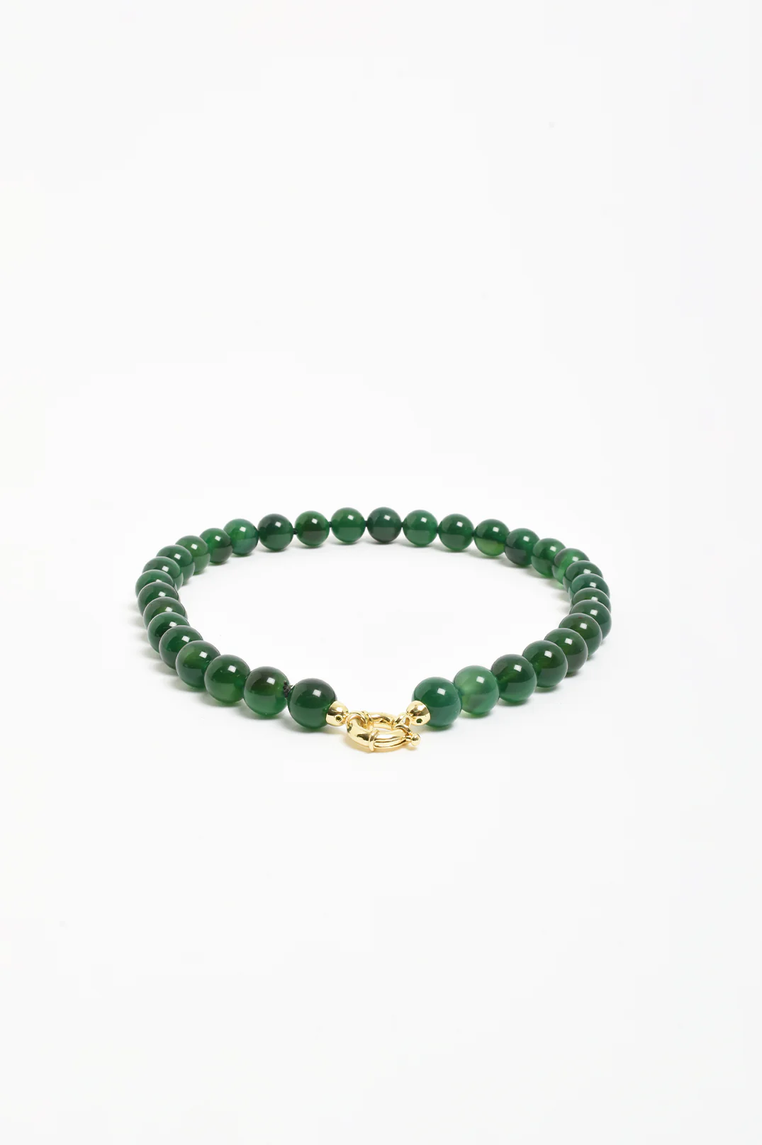 Stone Ball Bead Necklace (Green/Gold) - Image 3