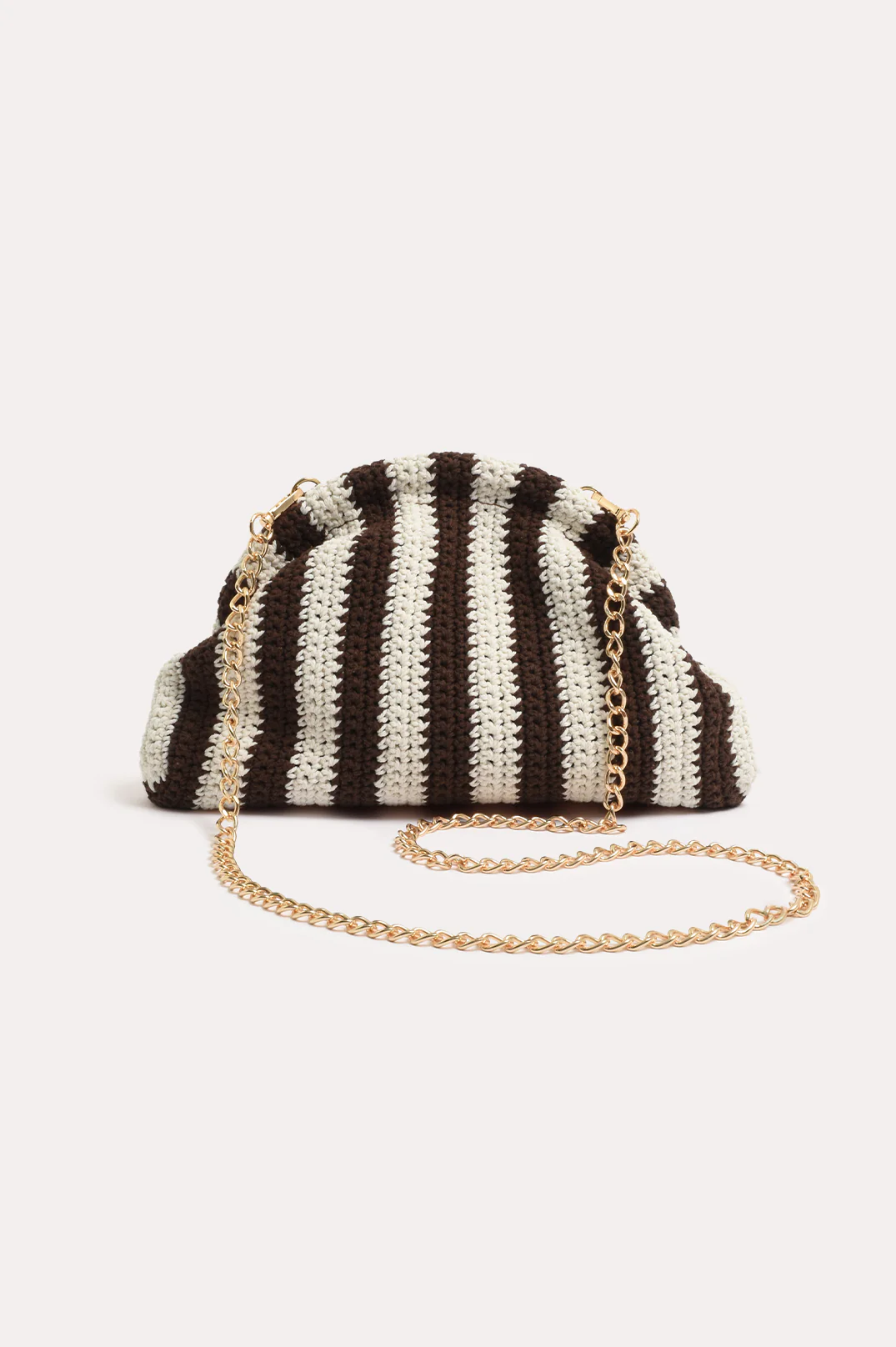 Striped Knit Event Clutch (Cream/Chocolate) - Image 3