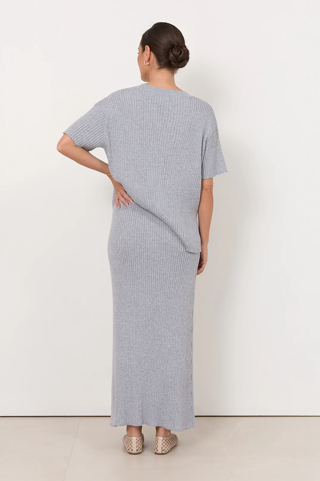 Taylor Rib Knit Midi Skirt (Dove) - Image 4