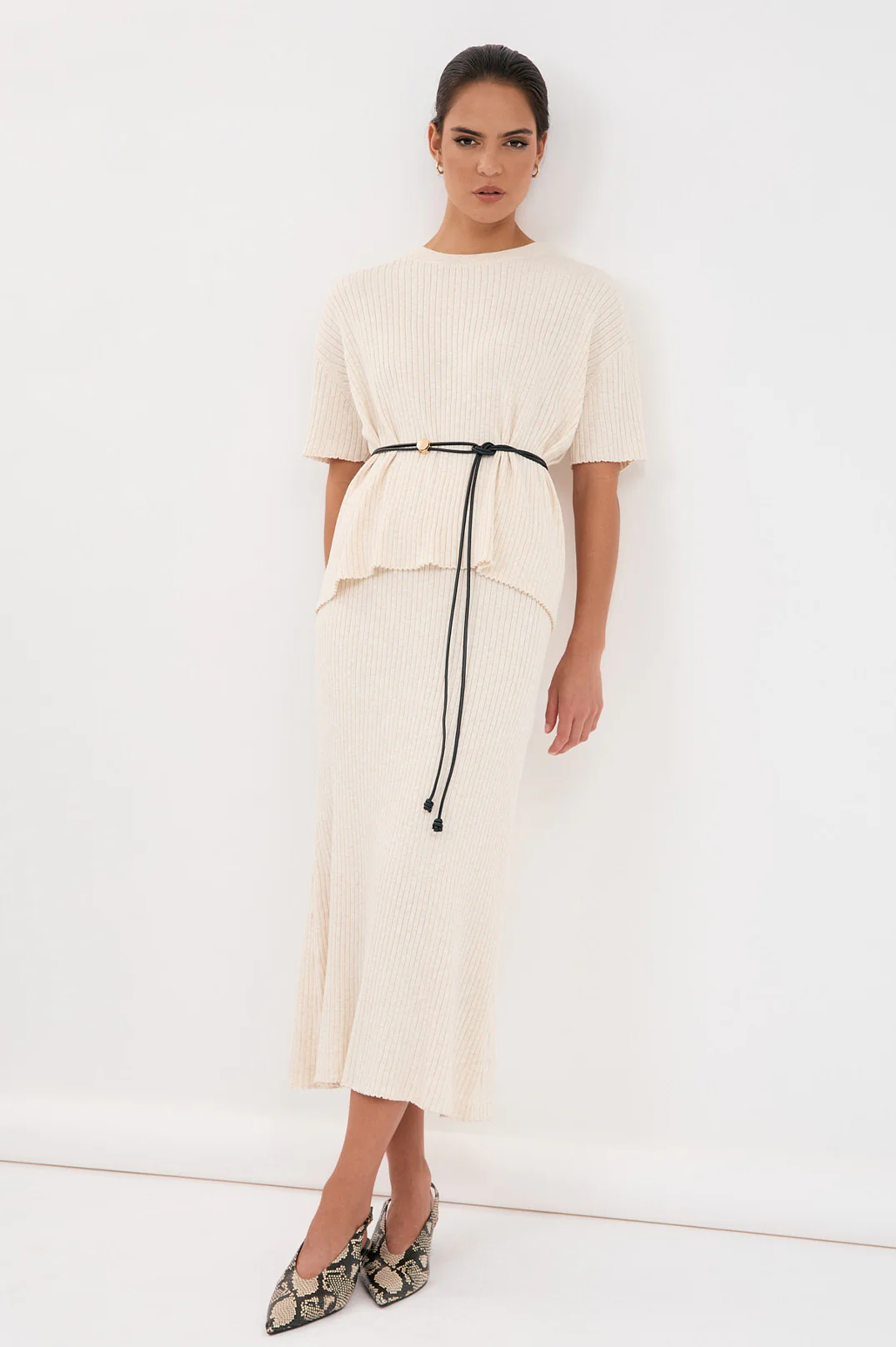 Taylor Rib Knit Midi Skirt (Oat) - Image 5