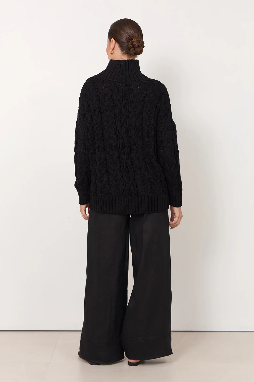 Tegan Cable Knit Jumper (Black) - Image 5
