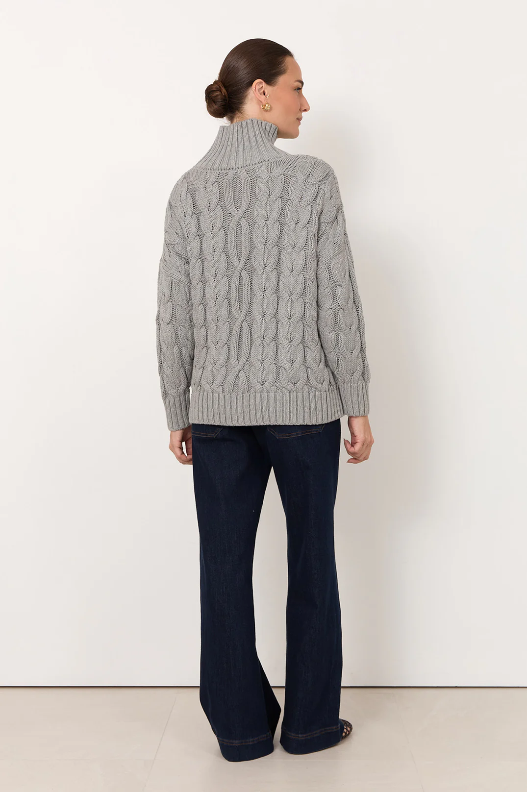 Tegan Cable Knit Jumper (Grey) - Image 5