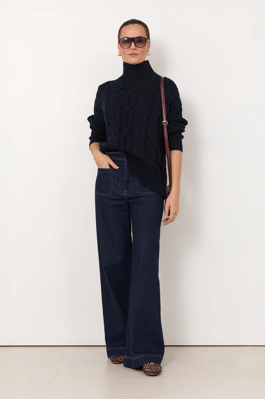 Tegan Cable Knit Jumper (Navy) - Image 3