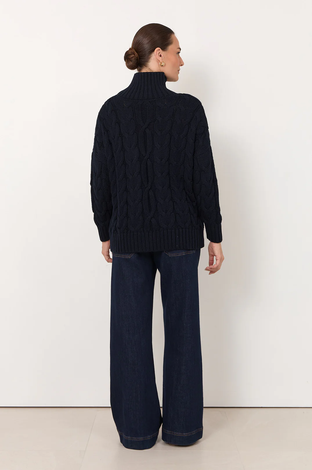 Tegan Cable Knit Jumper (Navy) - Image 5