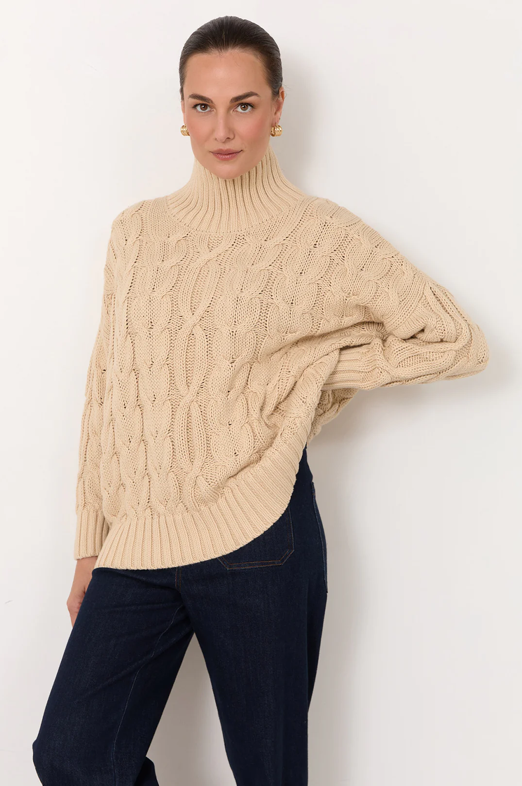 Tegan Cable Knit Jumper (Oat) - Image 3
