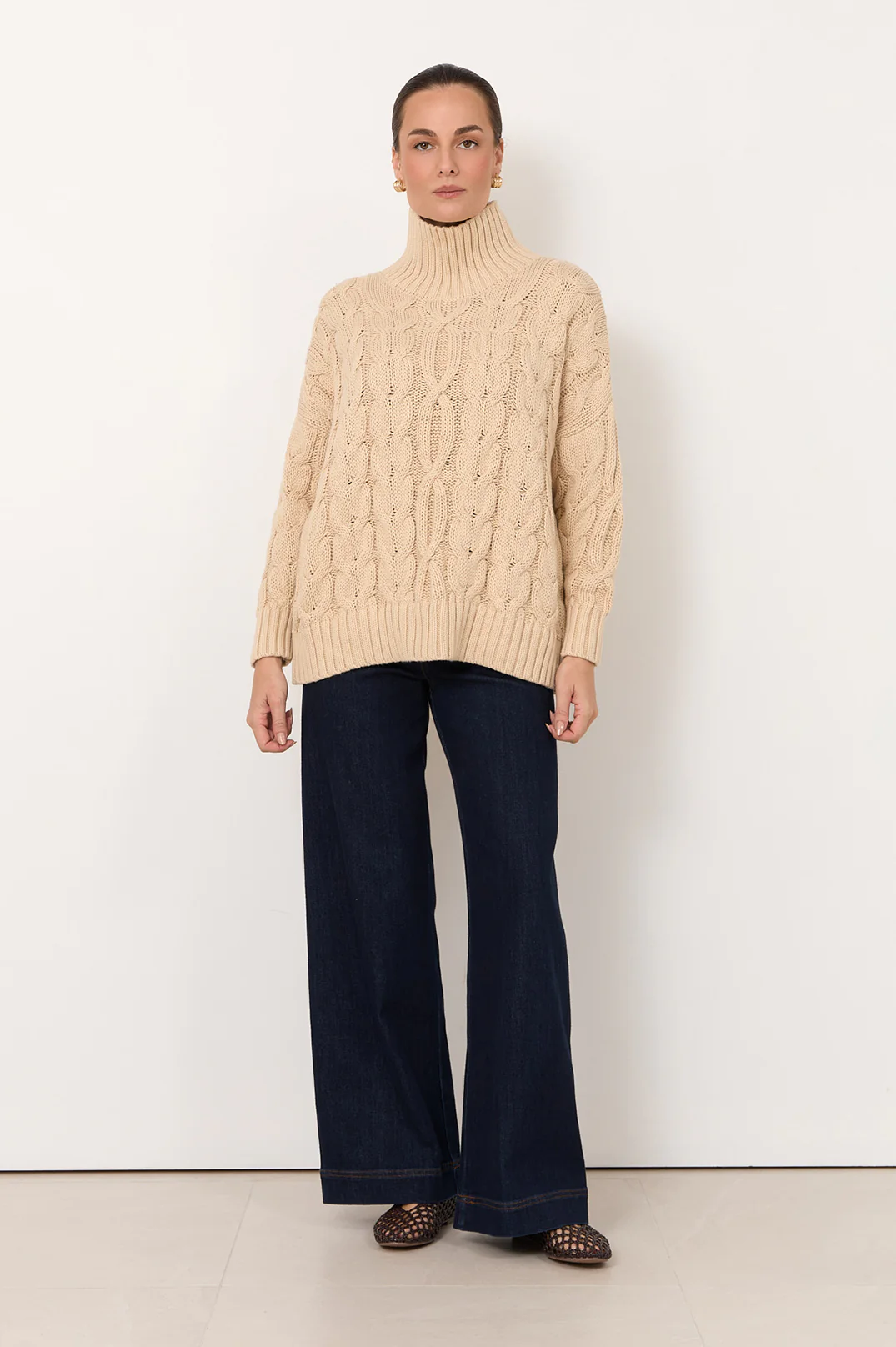 Tegan Cable Knit Jumper (Oat) - Image 5