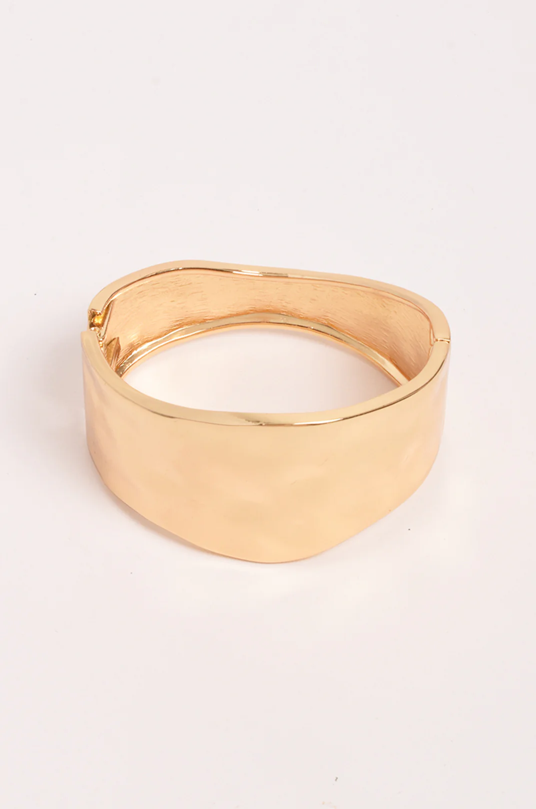 Textured Metal Hinged Bangle (Gold) - Image 3