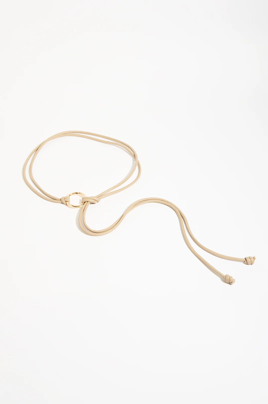 Textured Metal Ring Front Tie Belt (Camel) - Image 3