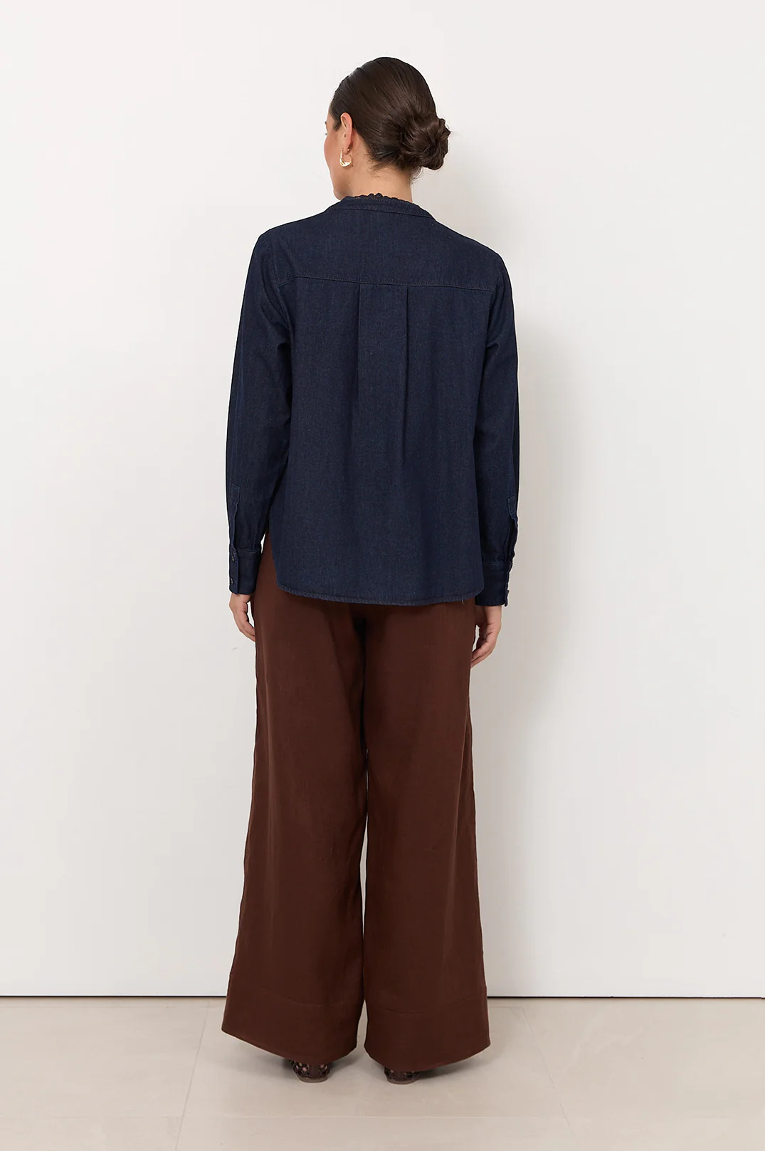 Thea Lightweight Denim Pleated Top (Denim) - Image 5