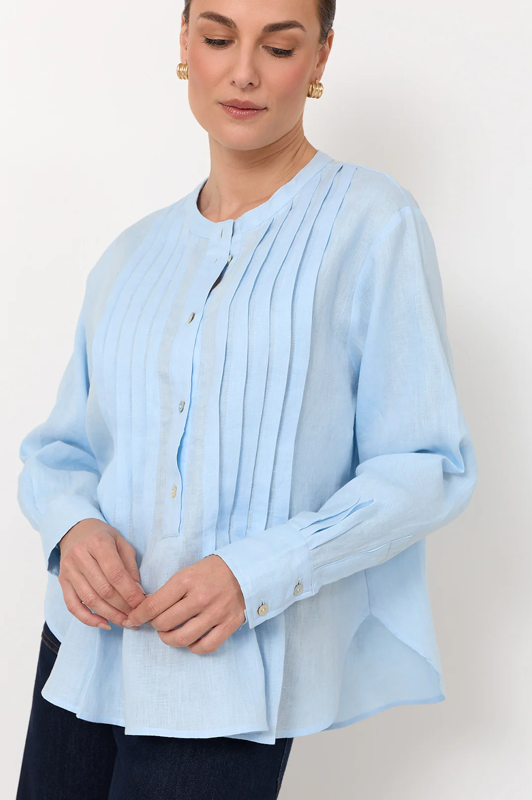 Thea Pleated Top (Blue) - Image 4