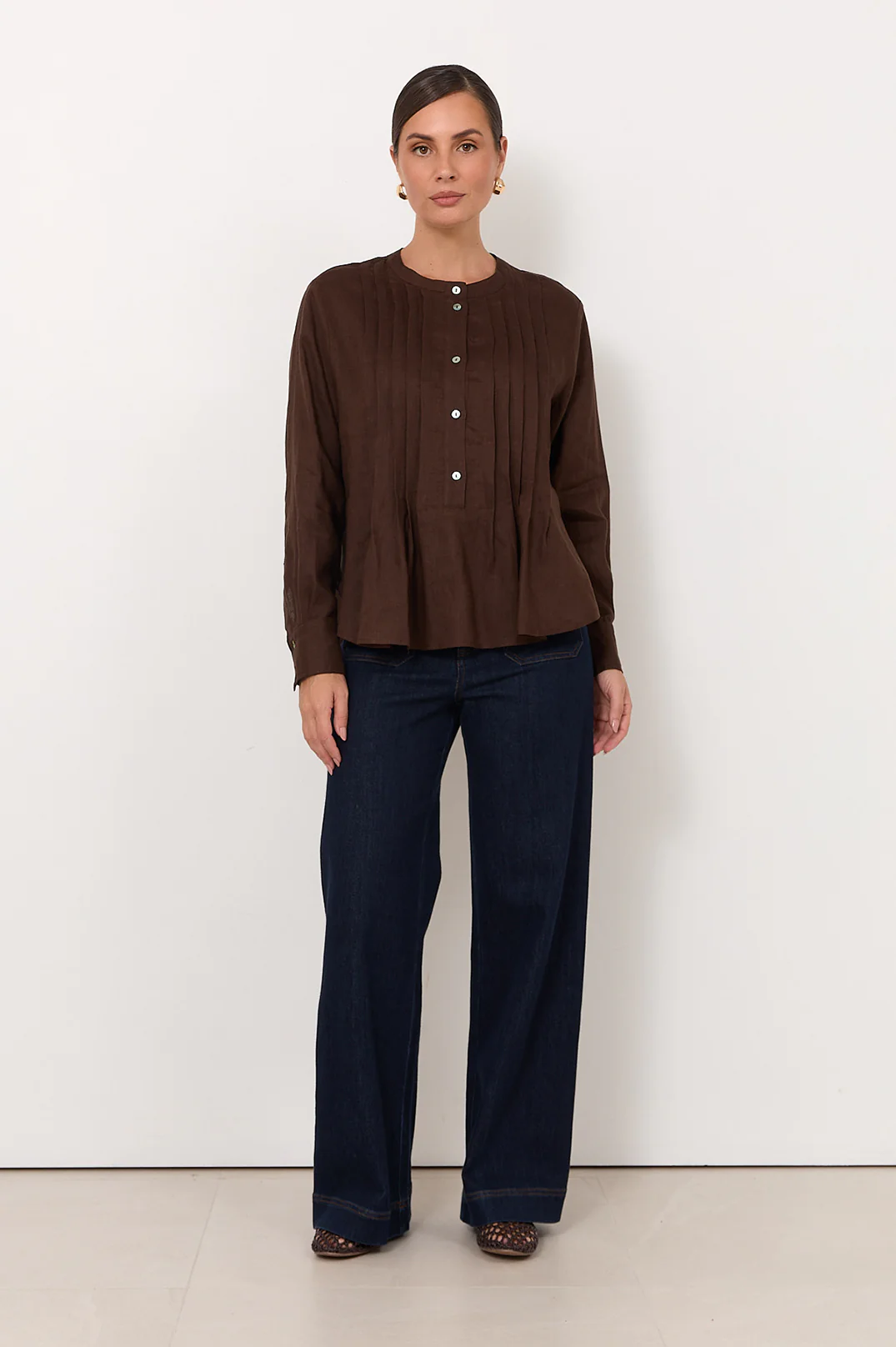 Thea Pleated Top (Chocolate) - Image 2