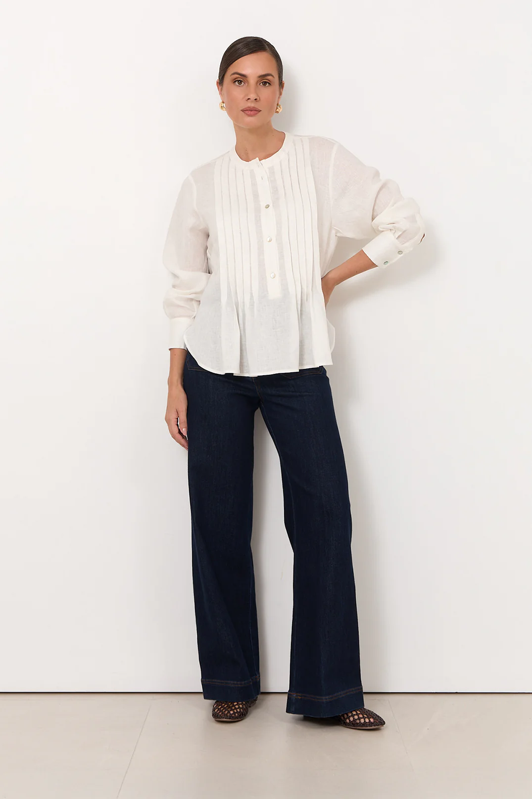 Thea Pleated Top (White) - Image 3