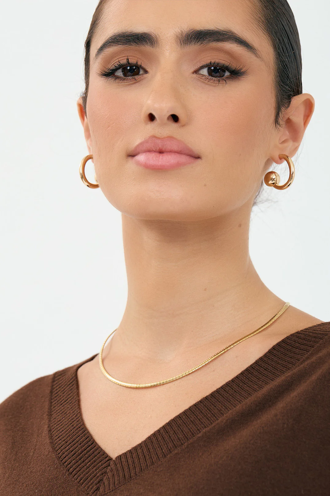 Thin Flat Snake Chain Necklace (Gold)