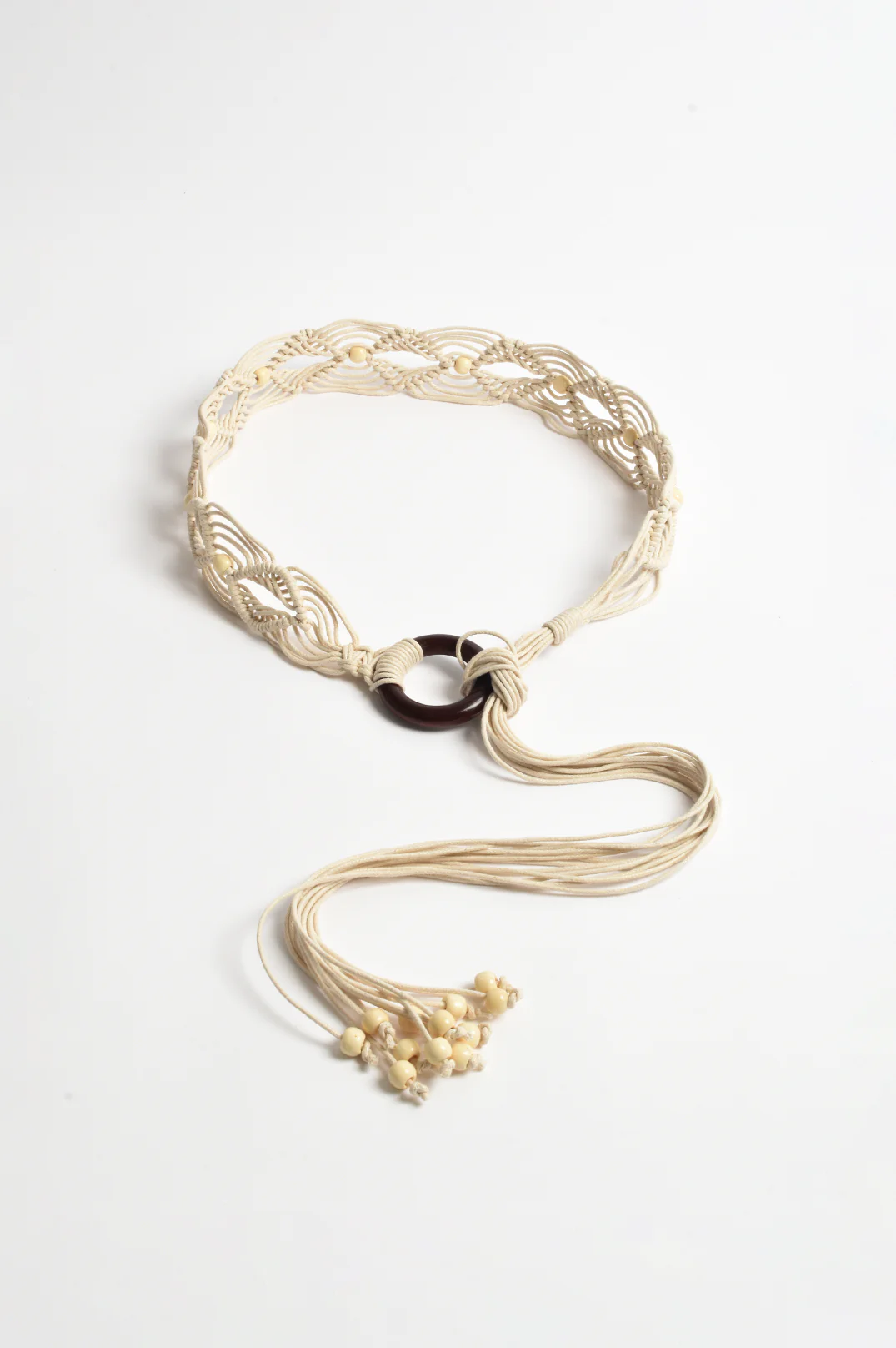 Timber Ring Long Macrame Cord Belt  (Cream/Choc)