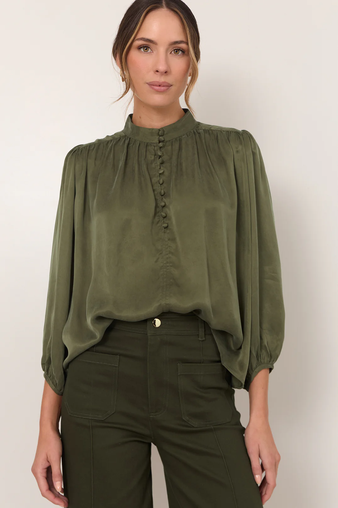 Tinsley Cupro Top (Khaki)