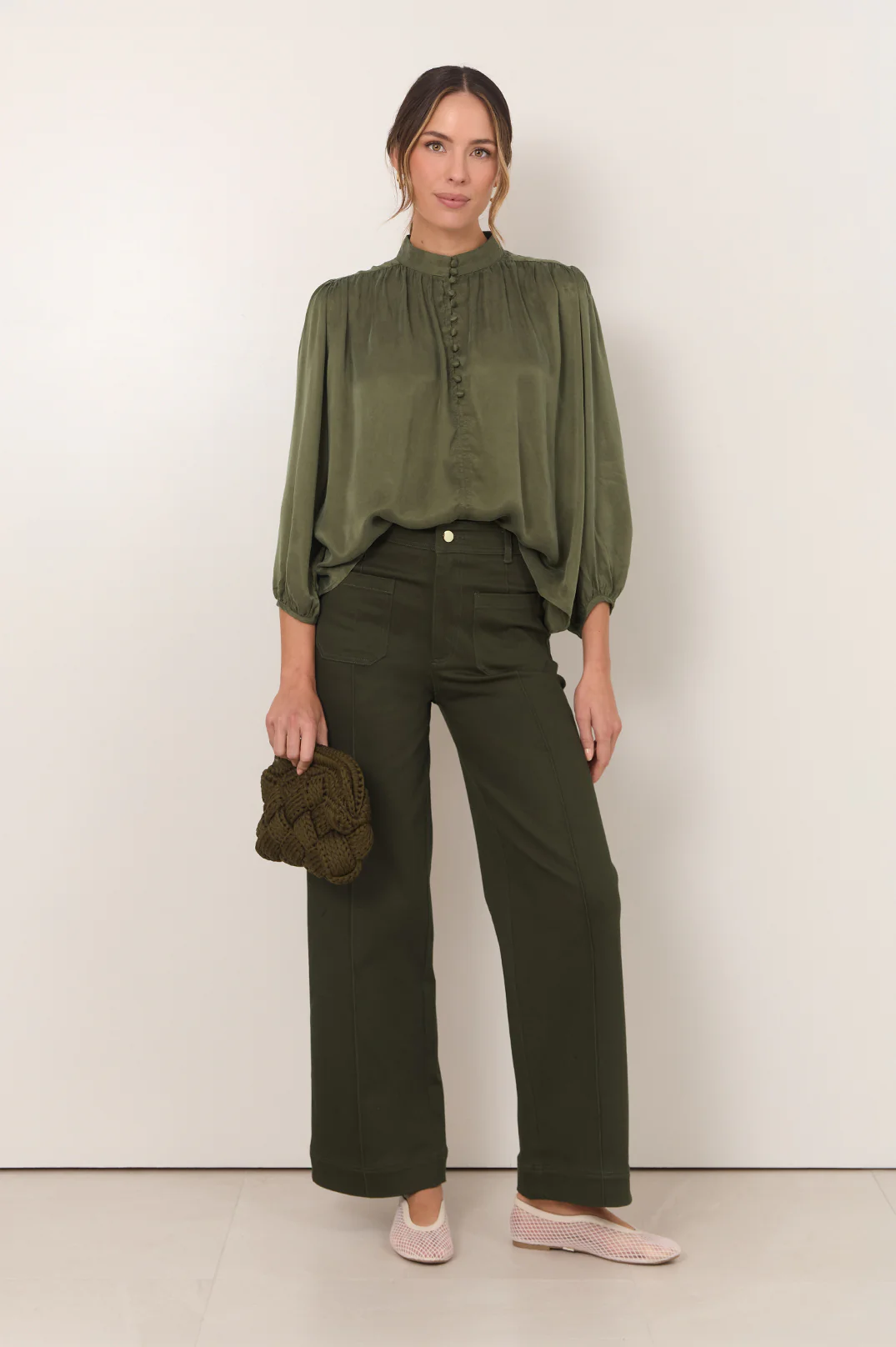Tinsley Cupro Top (Khaki) - Image 2