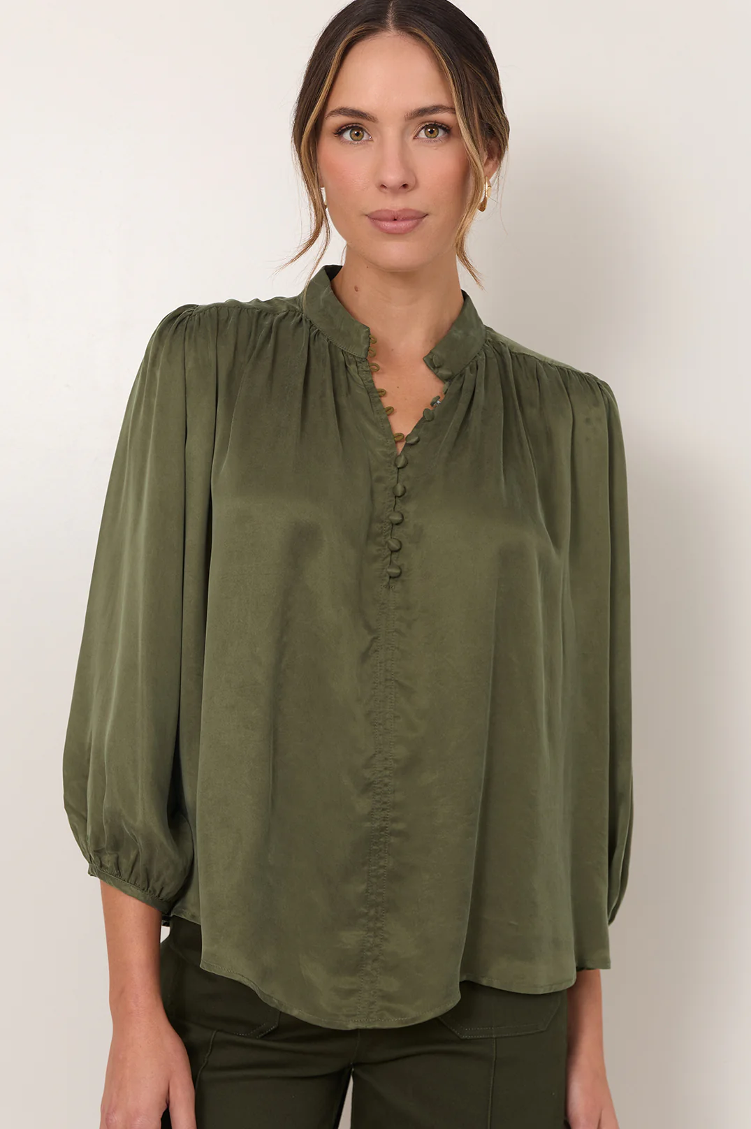 Tinsley Cupro Top (Khaki) - Image 3